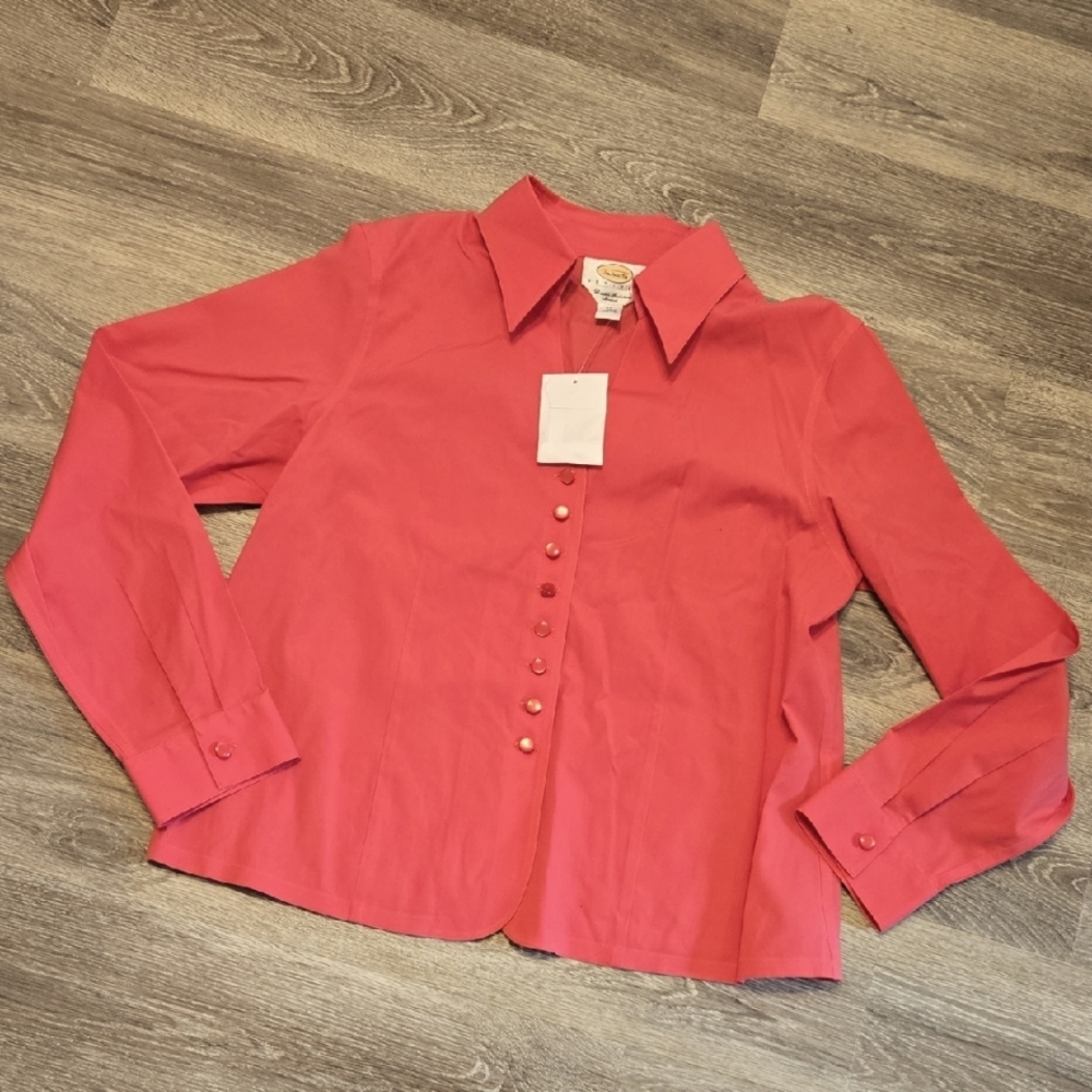 NWT Talbots Dark Pink Button Front Top Sz 12P